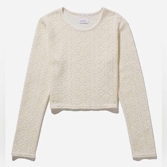 Saturdays NYC Peii Cotton Mesh Long Sleeve Top in Ivory - Picture 1 of 10